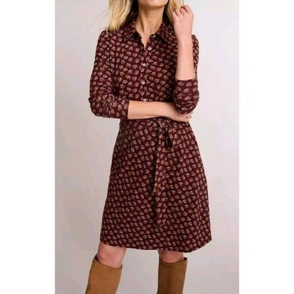 NWT Size XL Untuckit For Her Romy Brown Patterned Jersey Knit Shirt Dress Belted - Picture 8 of 8